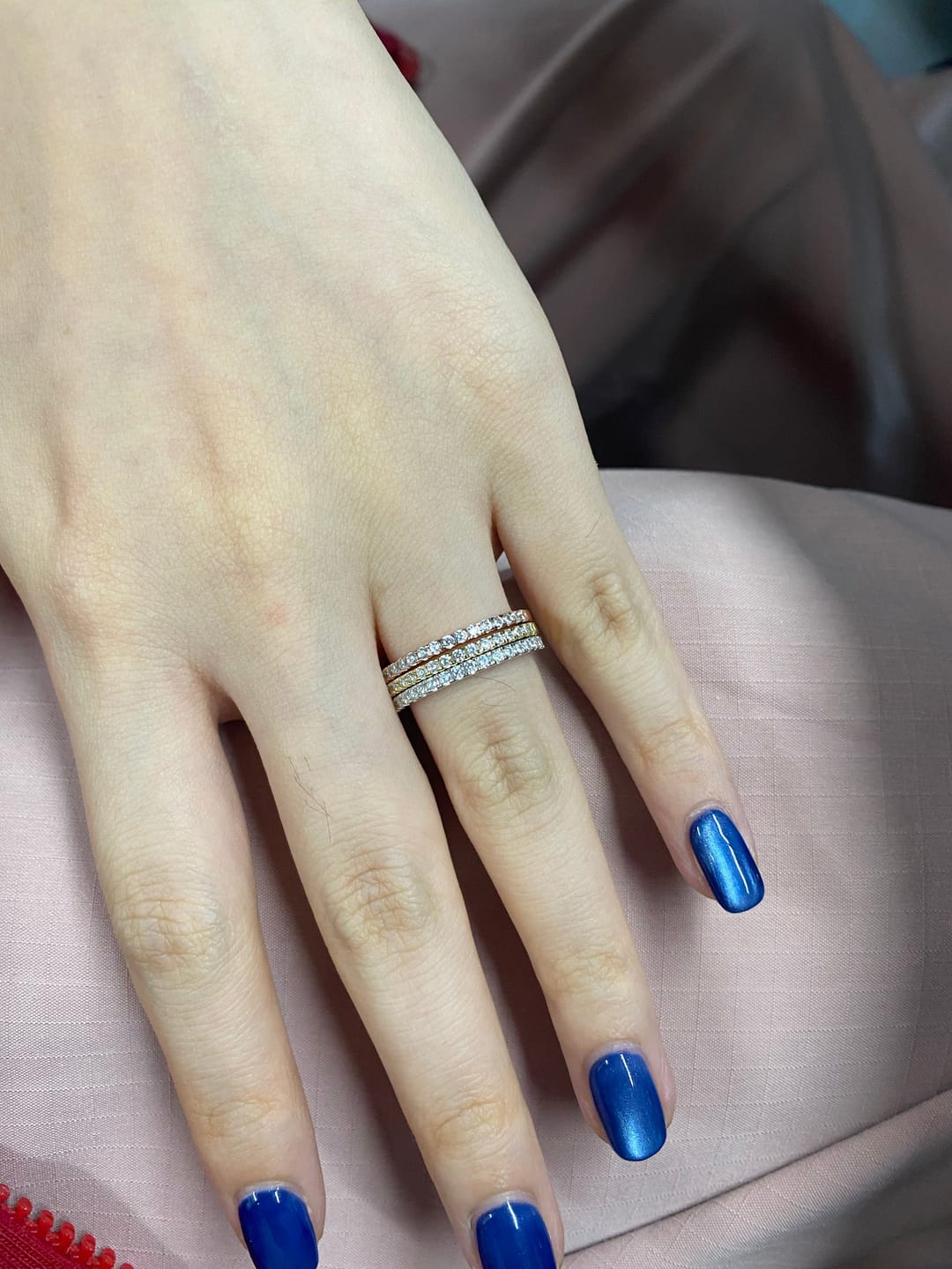 Customer photo review of S925 Louily Half Eternity Thin Women's Wedding Band In Sterling Silver Stackable Ring For Women