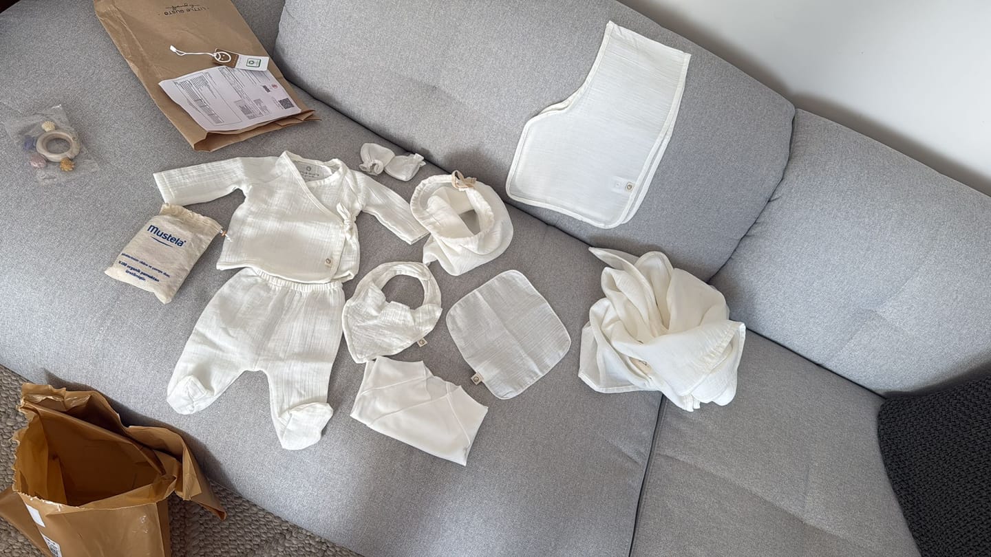 Customer photo review of Organik Pamuk Müslin 10'lu Beyaz Hastane Çıkış Seti