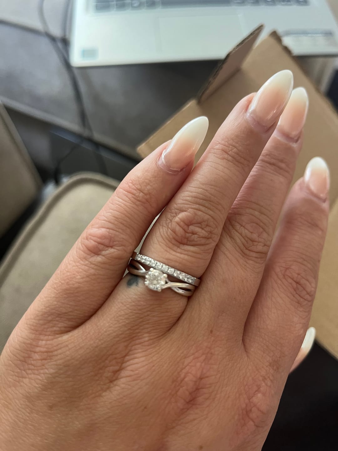 Customer photo review of White Gold 2mm Half Glitz Ring