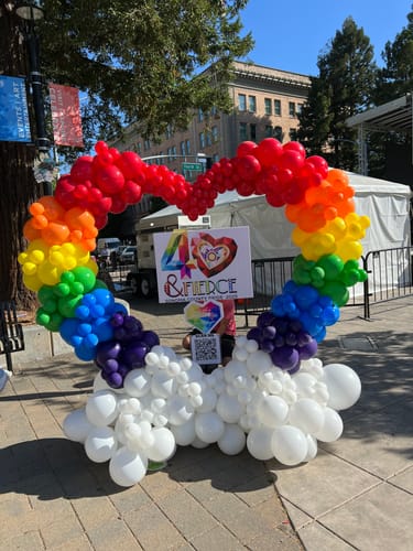 Customer photo review of 6.5ft Party & Hoop Balloon Heart Shape Loop Flower Arch Photo Booth Backdrop Stand Heart Backdrop