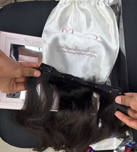 Customer photo review of Volume Aura Ear-to-Ear Classic Extensions