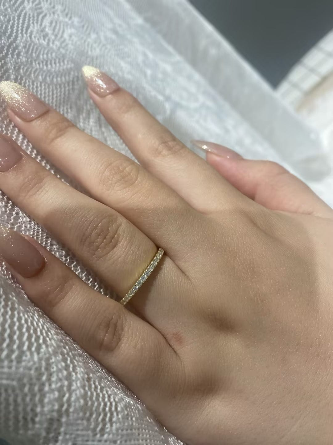 Customer photo review of S925 Louily Half Eternity Thin Women's Wedding Band In Sterling Silver Stackable Ring For Women