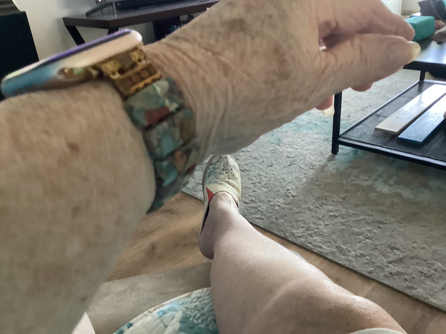 Customer photo review of Earth Tibetan Jasper Stretch Apple Watch Strap