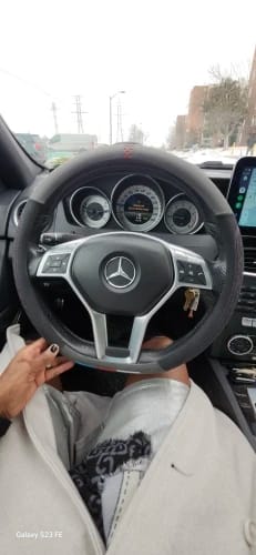 Customer photo review of Nappa Leather Car Steering Wheel Cover with Silicone Non-slip Lining