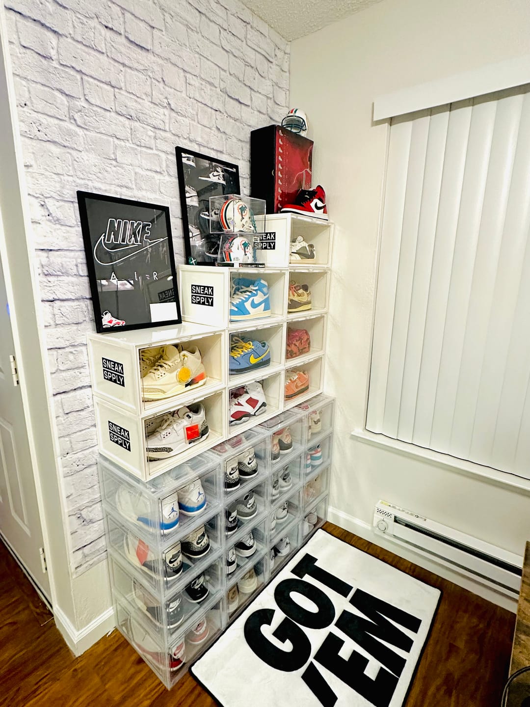 Customer photo review of STACK V1 Sneaker Display Crates - White (2 Pack)