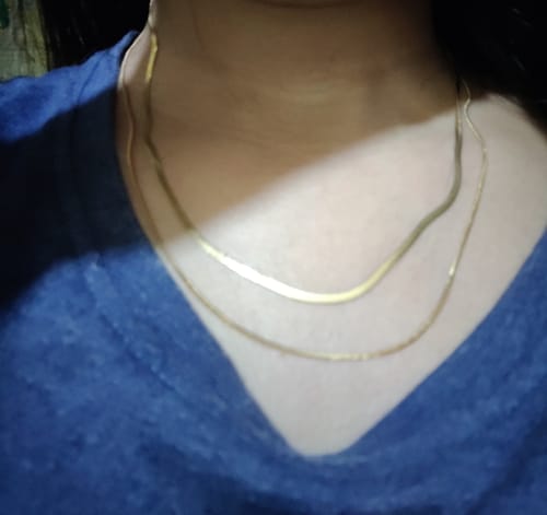 Customer photo review of Plain Chain Two Layer Necklace