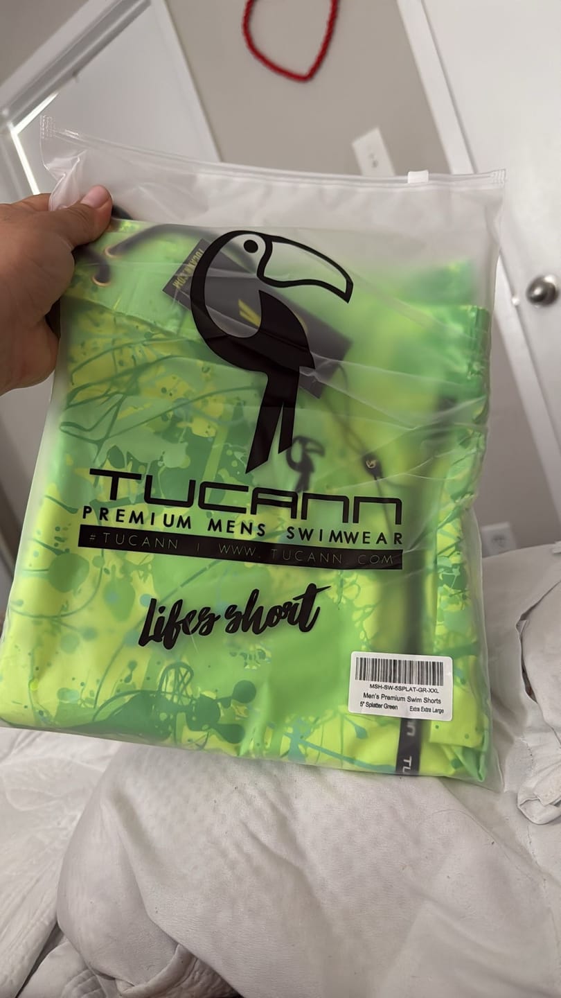 Customer photo review of Splatter Swim Shorts Green - 5"