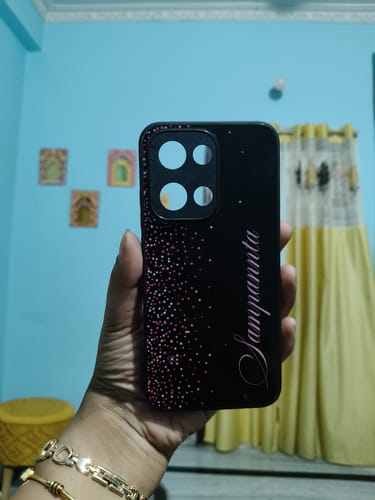 Customer photo review of Pink Glitter Customize Glass Case Cover For Oppo