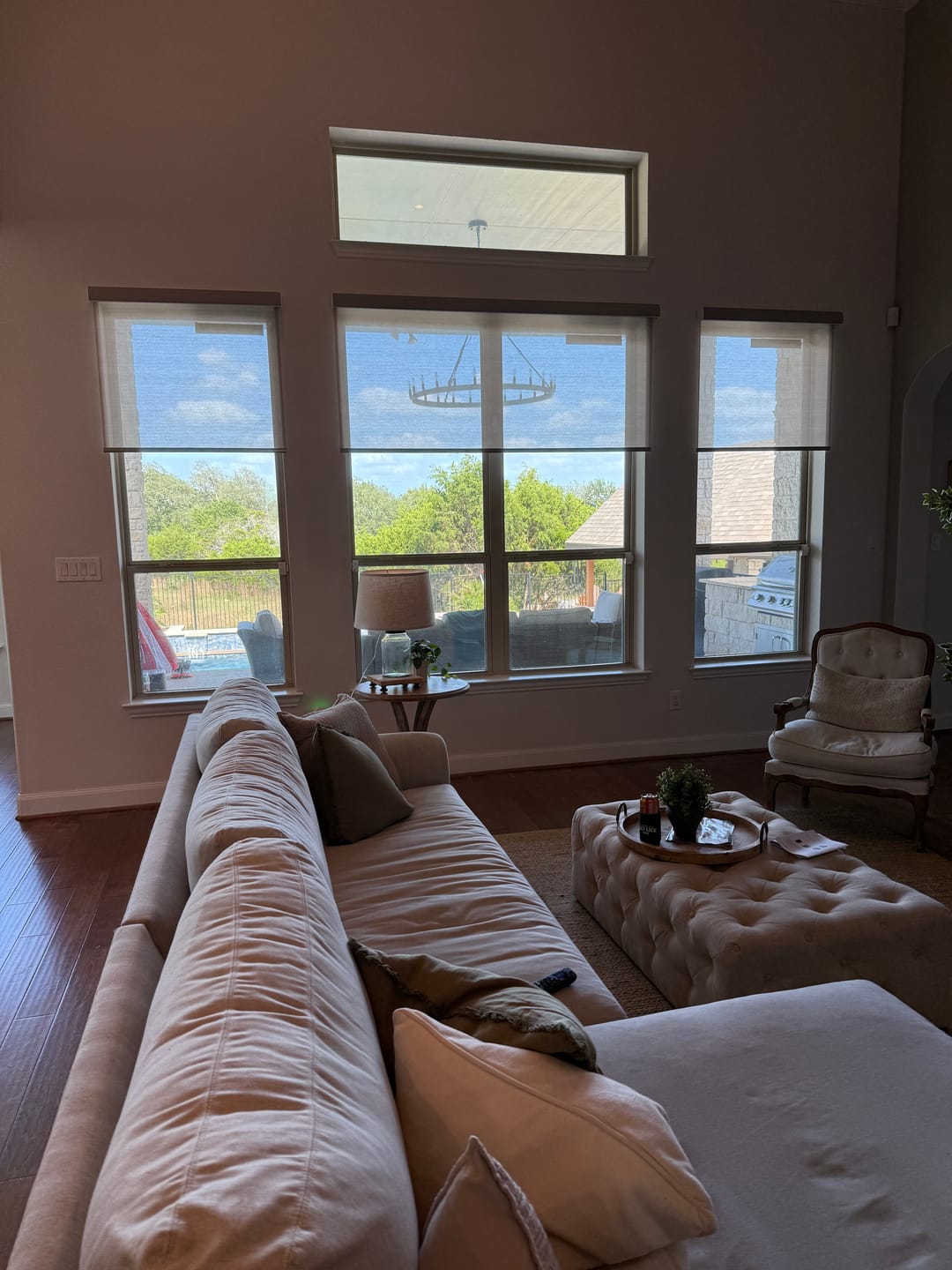 Customer photo review of SmartWings Motorized Light Filtering Roller Shades 50% Blackout PVC Free Sunscreen