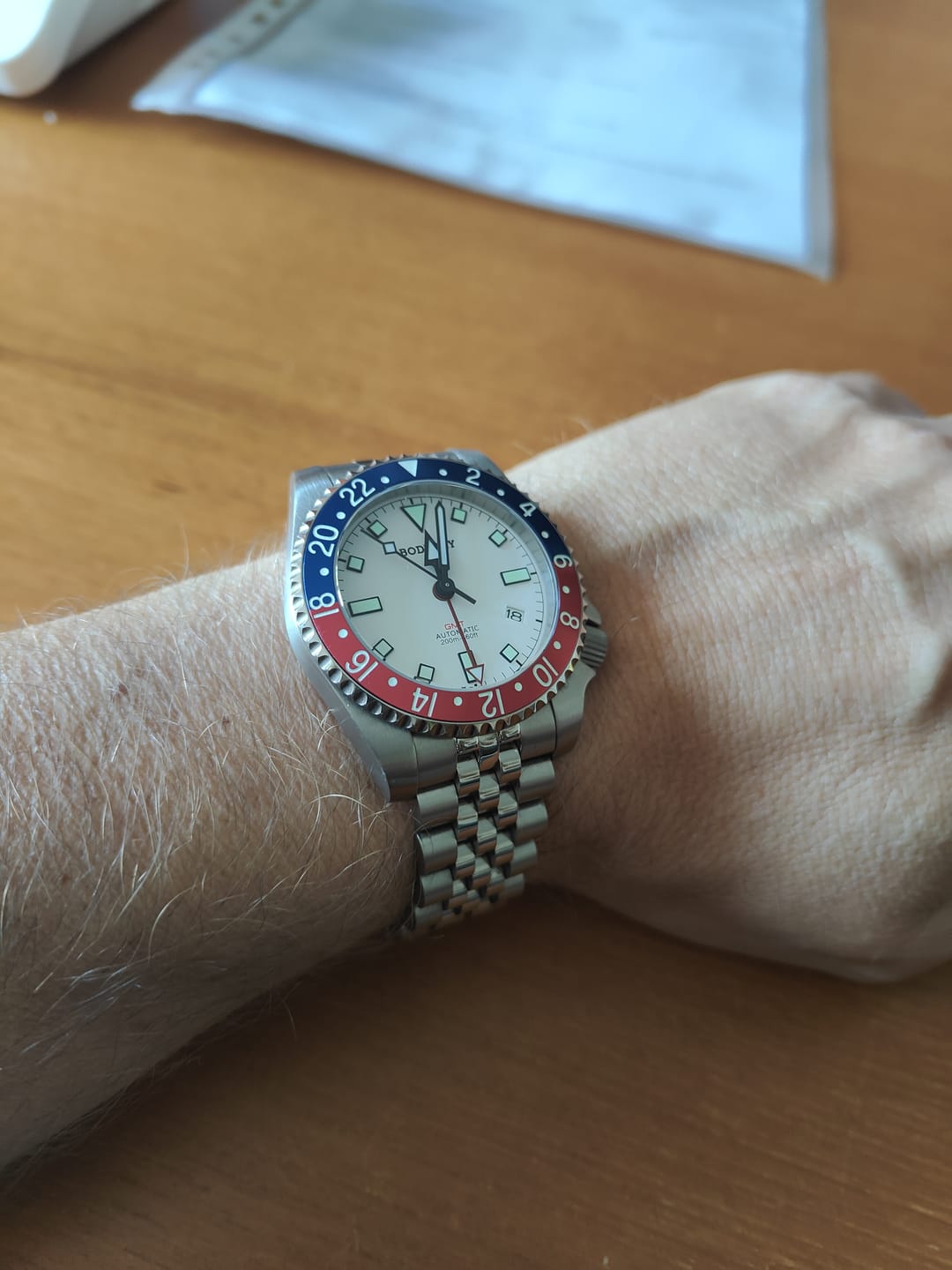 Customer photo review of ADMIRAL GMT - 200M Waterproof Titanium Automatic Diver Watch | Black