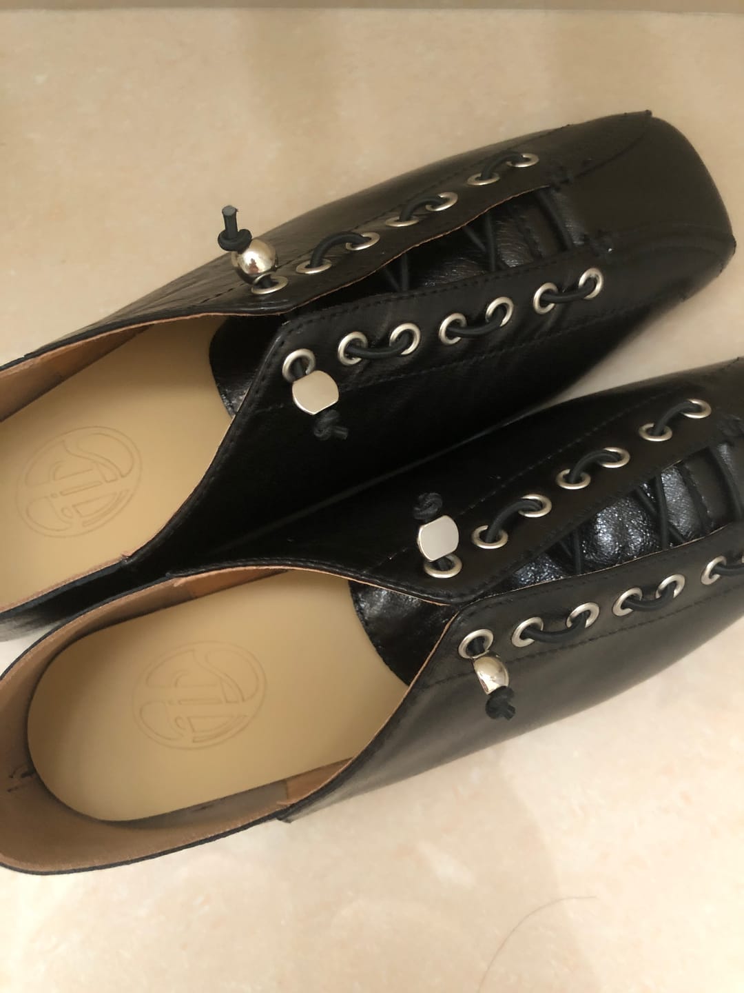 Customer photo review of Kaza 𝄢 Square Toe Lace-Up Flats
