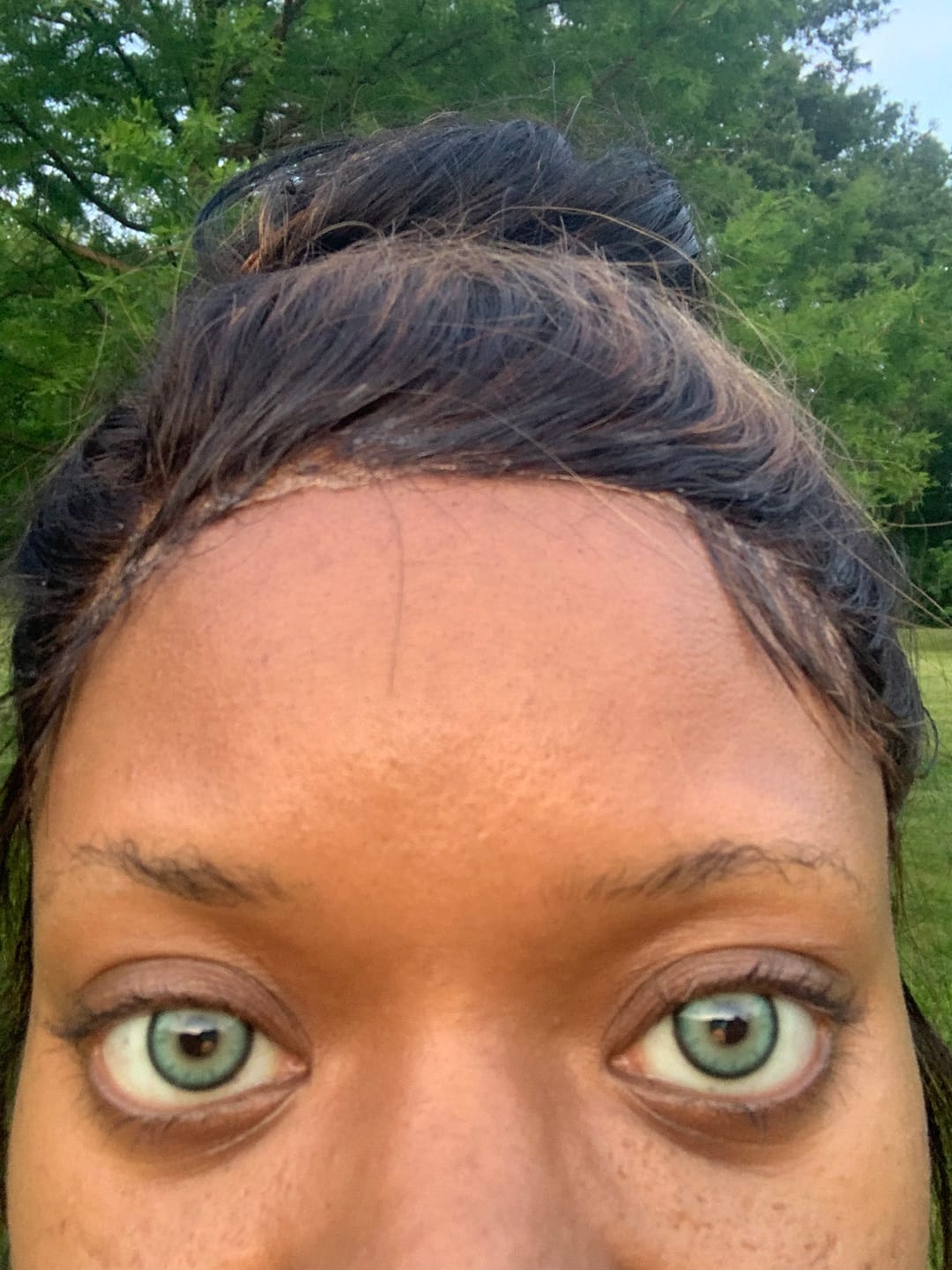 Customer photo review of Halo Dark Green Prescription Colored Contact Lenses