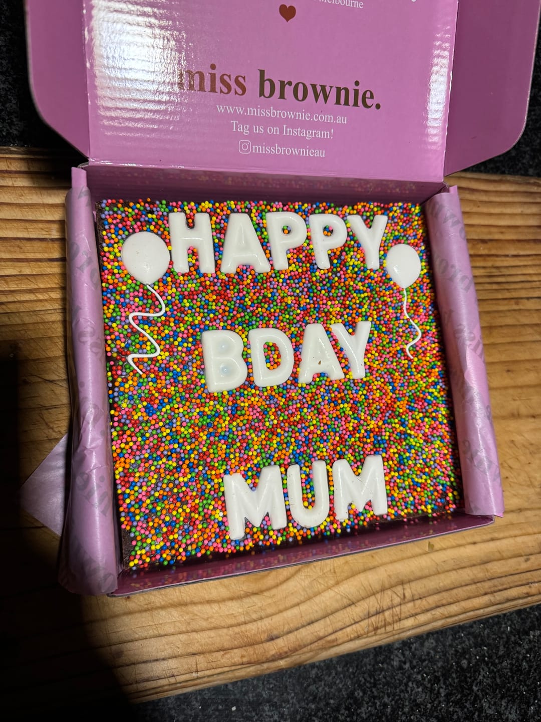 Customer photo review of Mini Custom Birthday Brownie