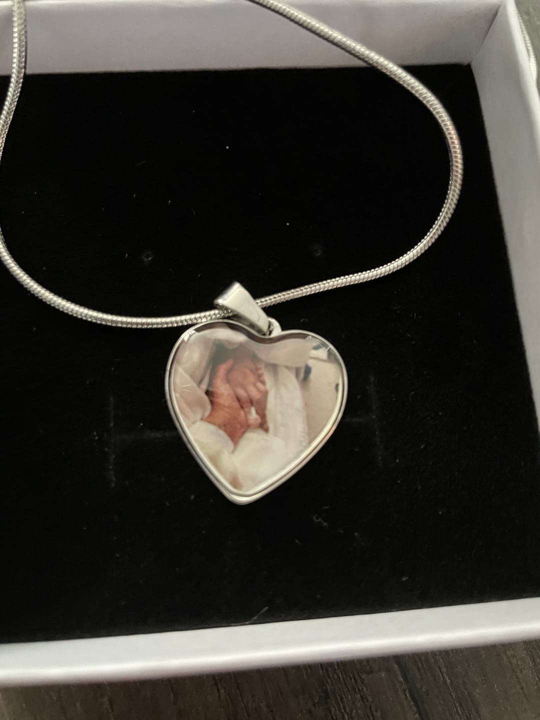 Customer photo review of Photo Engraved Necklace Memorial Gift (Manual Upload)