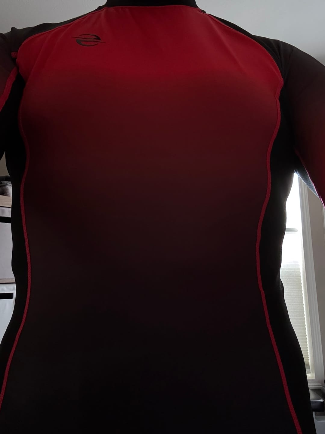 Customer photo review of Long Sleeve Rash Guard for Men UPF 50+ | Gradient - Red