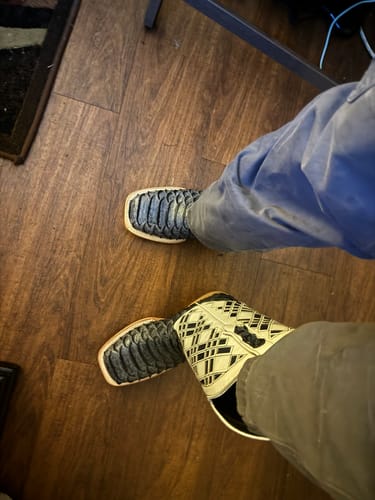 Customer photo review of Blue Jean Python Leather Boots - Square Toe