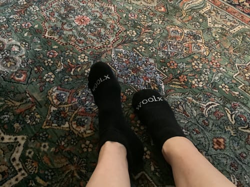 Customer photo review of Rowan No Show Tab Lightweight Socks - Black