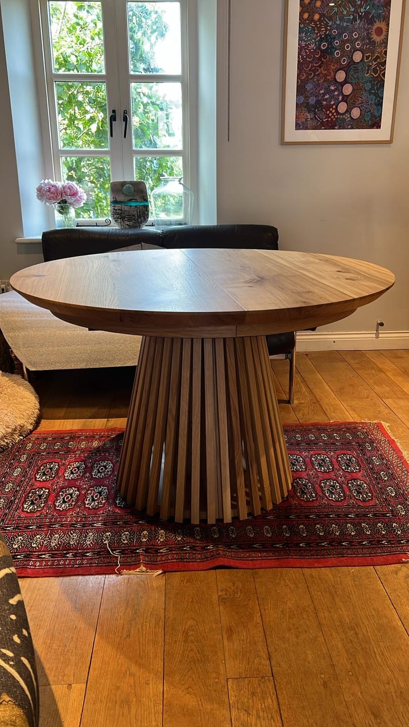Customer photo review of Vivien Round Extendable Dining Table in Natural Oak