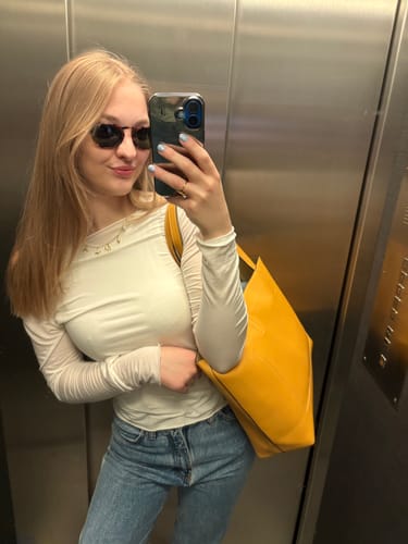 Customer photo review of GOLD OCEAN LETTER NECKLACE