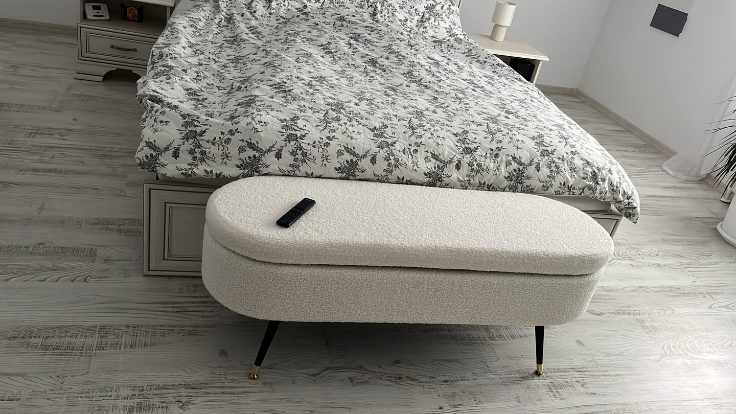Customer photo review of Bancheta AVEIRO, stofa buclata crem, 120x46x40 cm