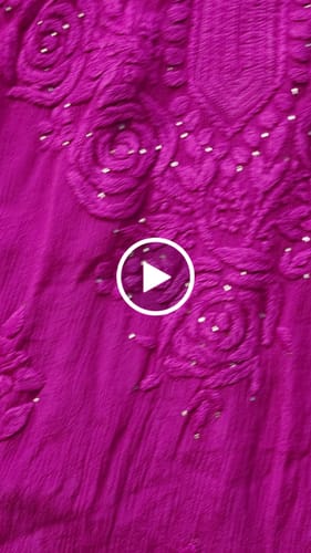 Customer video review of Hoor Deep Purple Pure Chiffon Kurta