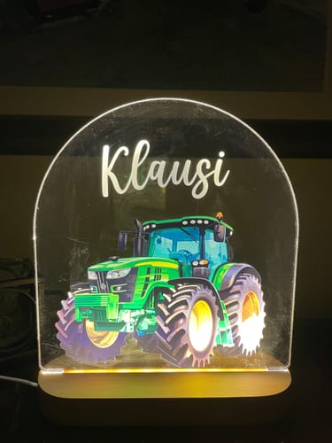 Customer photo review of Traktor Nachtlicht mit eigenem Namen