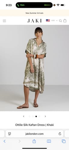 Customer photo review of Ottilie Silk Kaftan Dress | Navy