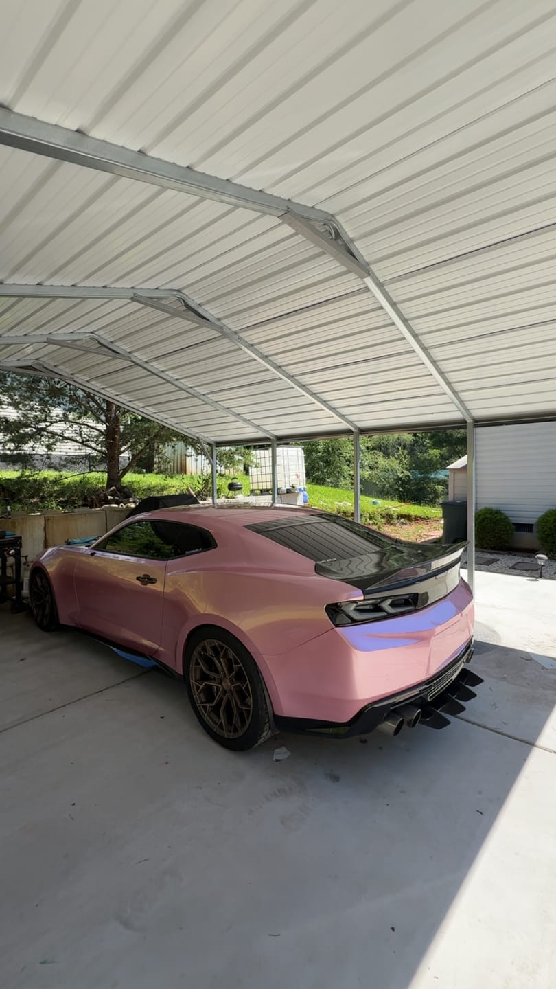 Customer photo review of Glossy Metallic Passion Pink Vinyl Wrap