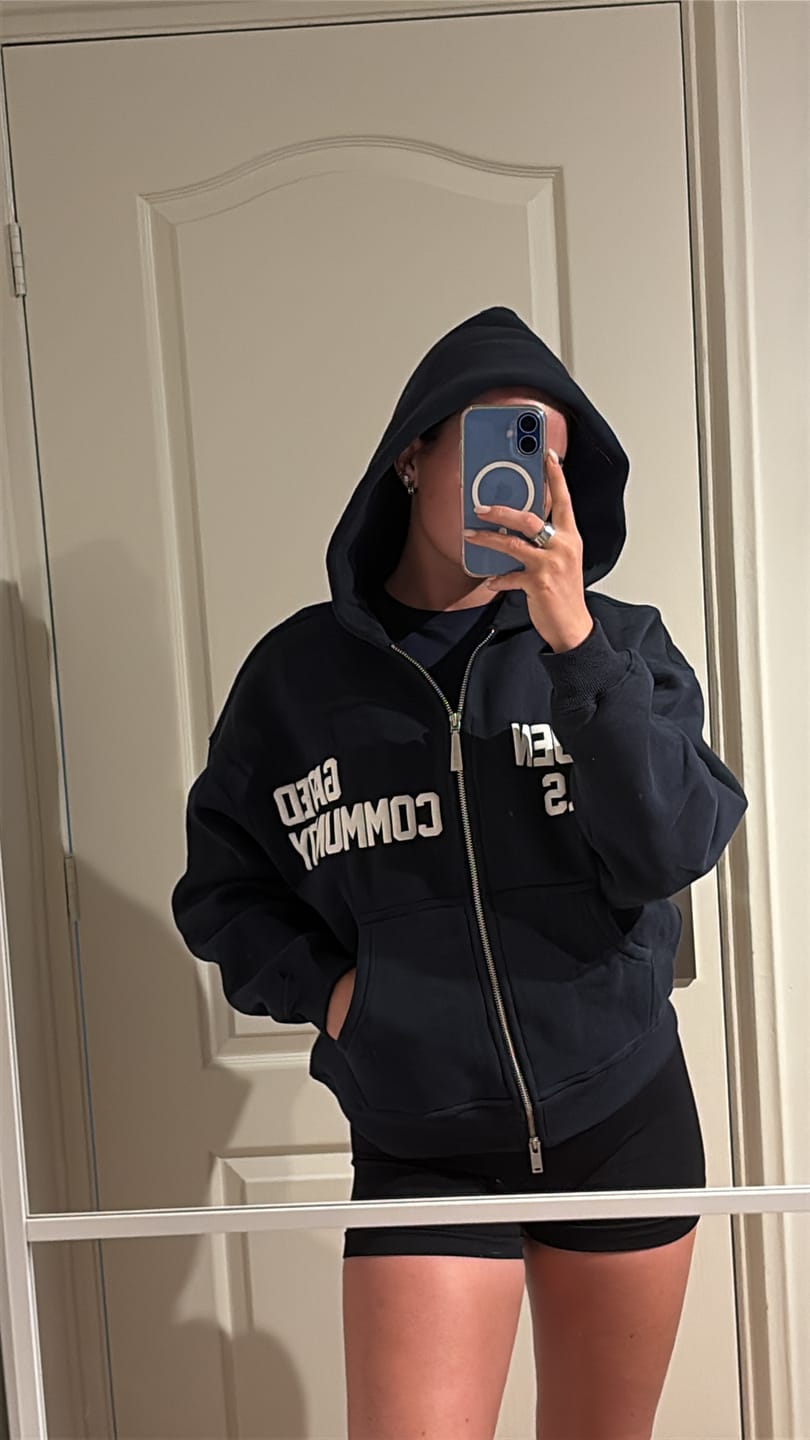 Customer photo review of GATED COMMUNITY ZIP HOODIE NAVY