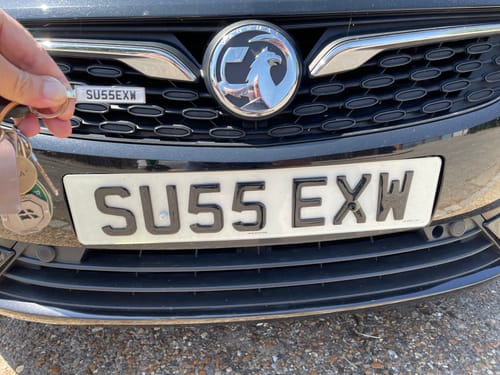 Customer photo review of Personalised Metal Number Plate Keyring
