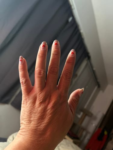 Customer photo review of Eat Your Heart Out Press On Nails (24PC)