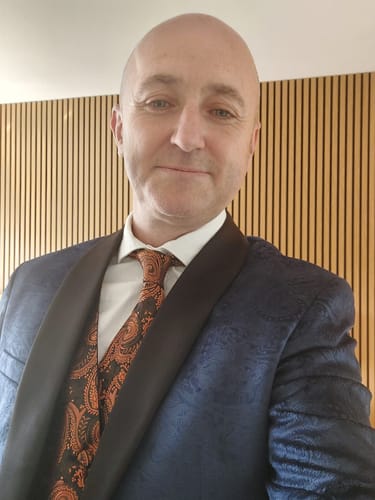 Customer photo review of Ties2you Paisley Vest Rust Orange Jacquard Black V-Neck Vest Tie Set