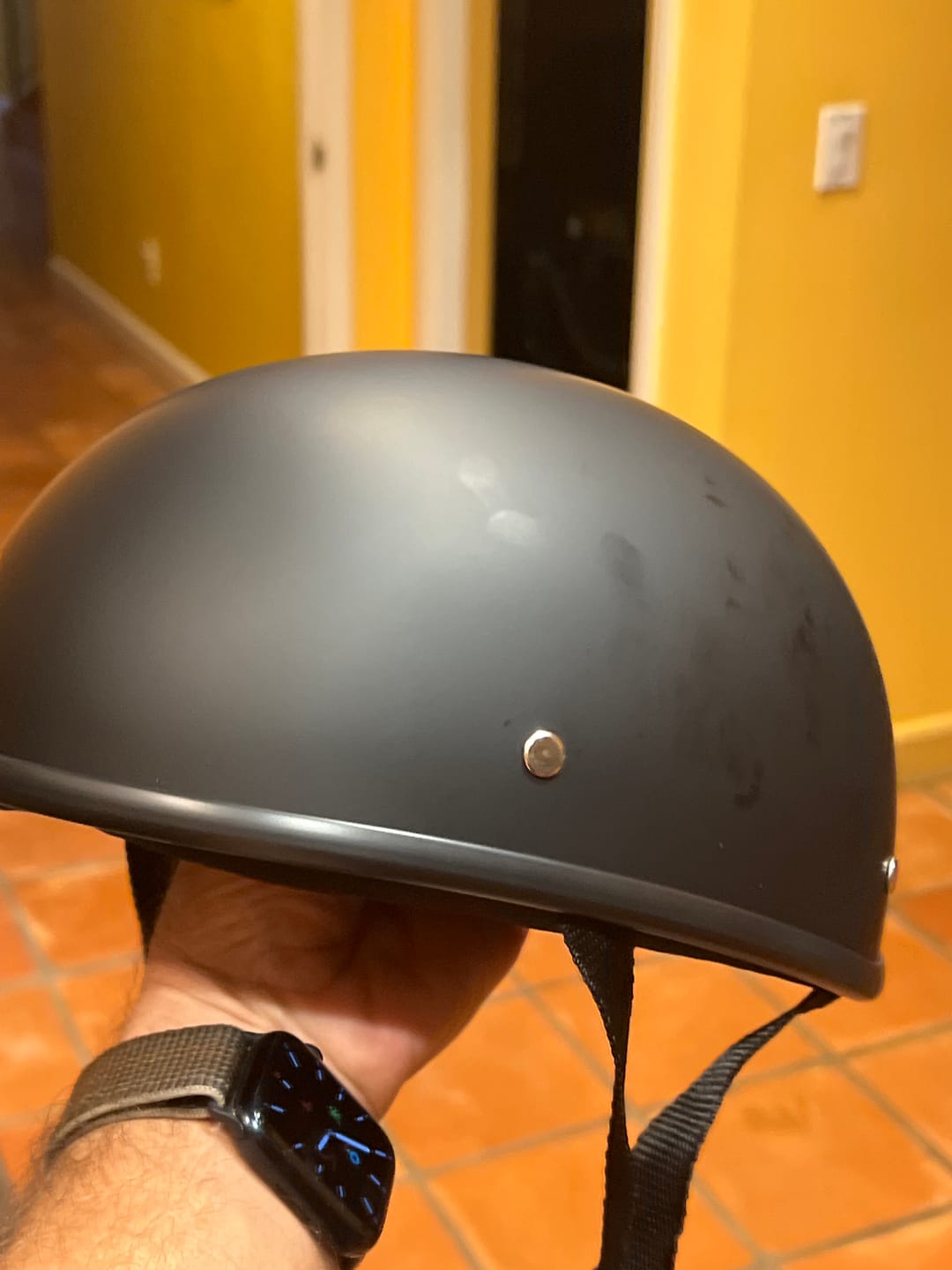 Customer photo review of World's Smallest & Lightest DOT Open Beanie Helmet - Matte Black