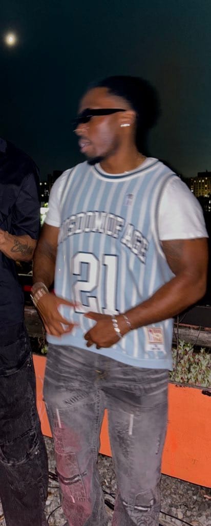 Customer photo review of Knit Basketball Jersey- Steel Blue