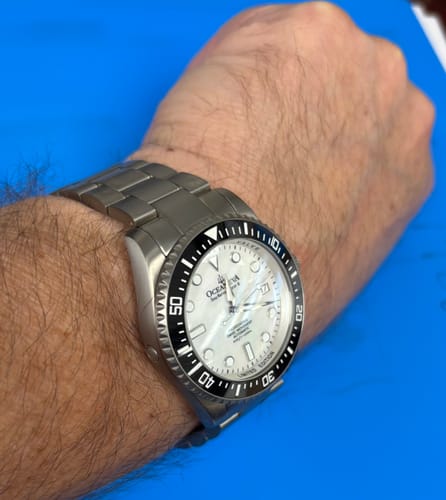 Customer photo review of Oceaneva Deep Marine Explorer II Titanium Limited Edition Watch White Dial