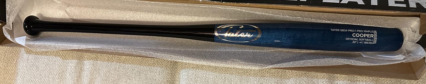 Customer photo review of Tater-SB34 Torpedo Official Softball Wood Bat