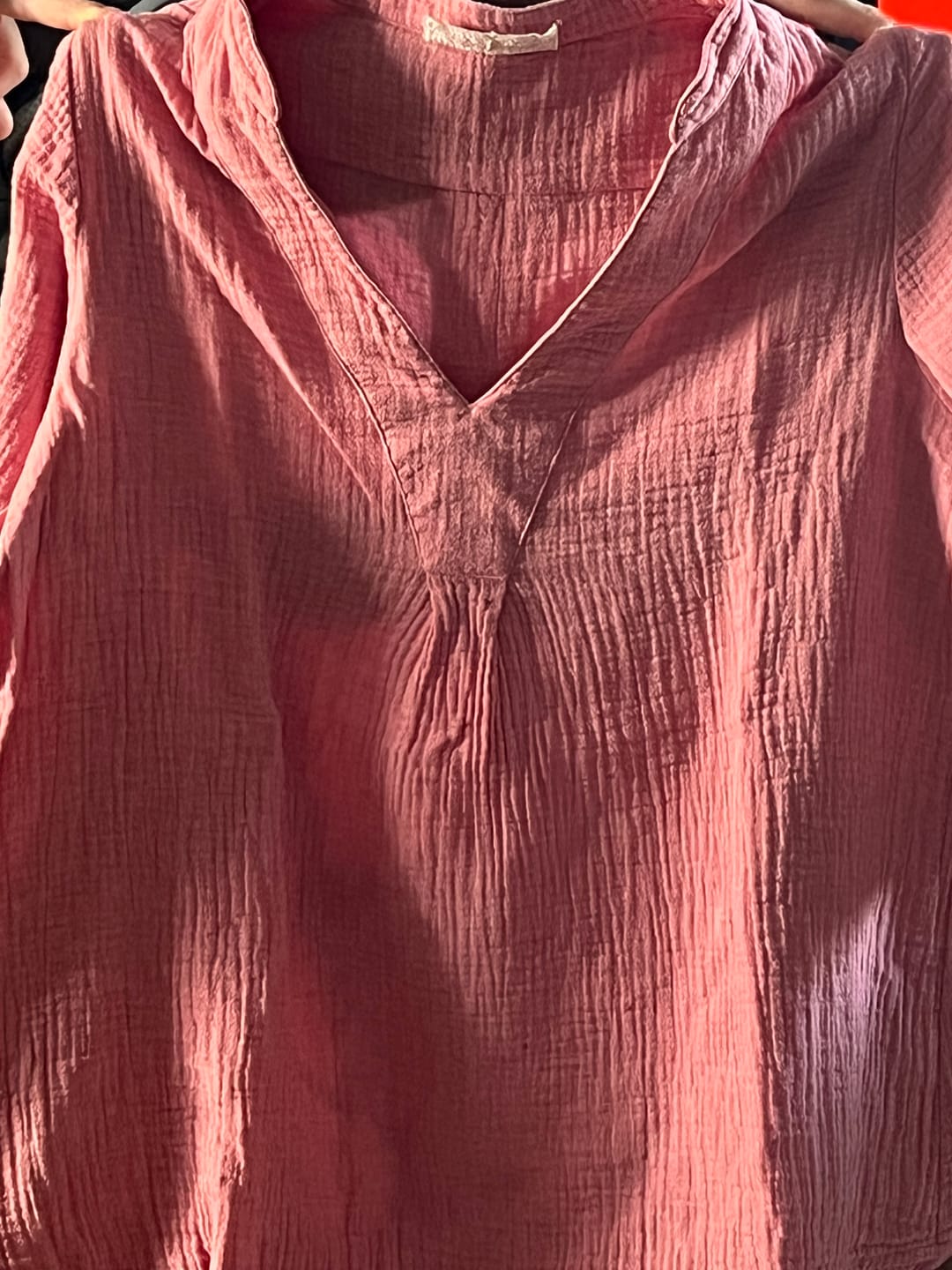 Customer photo review of Blouse Isabeau - double gaze de coton chiné fraise