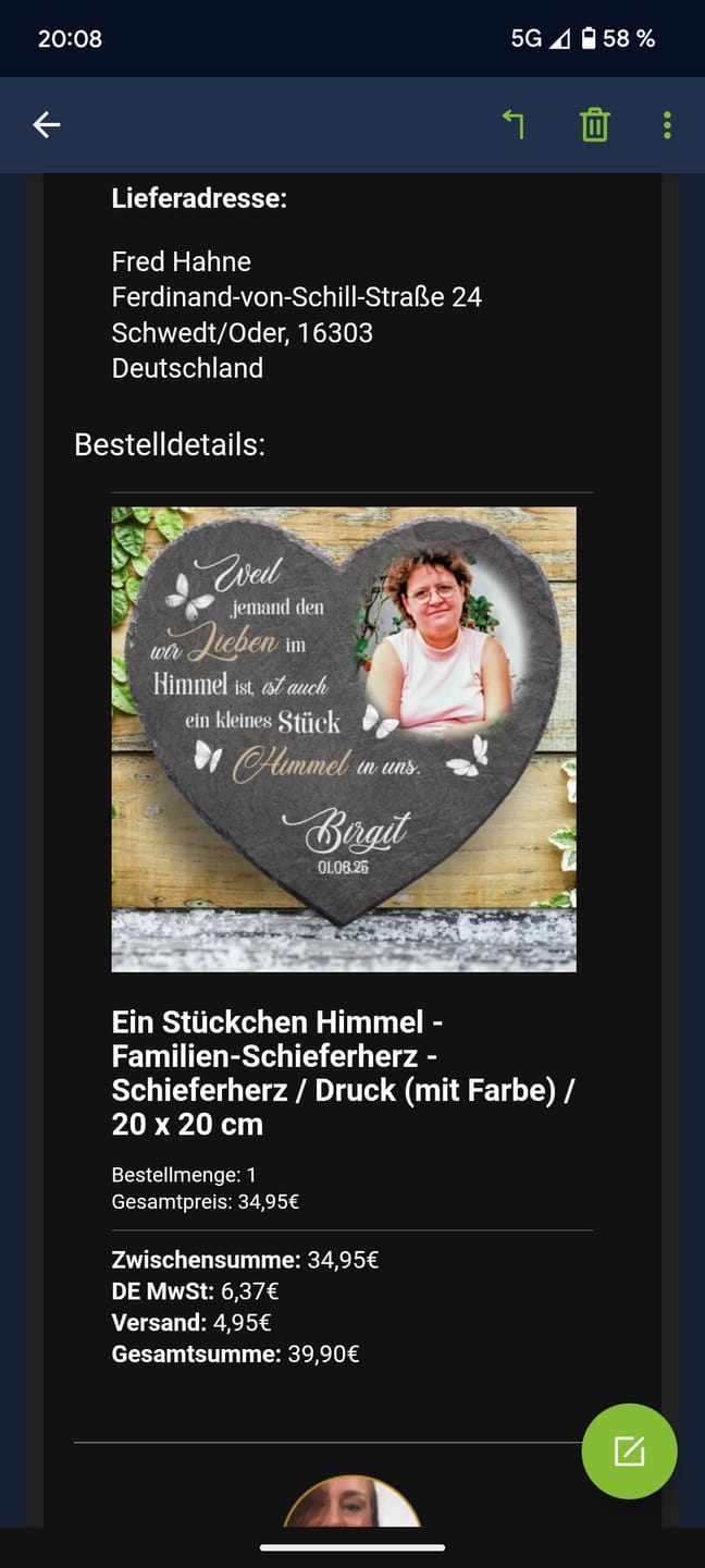 Customer photo review of Ein Stückchen Himmel - Familien-Schieferherz