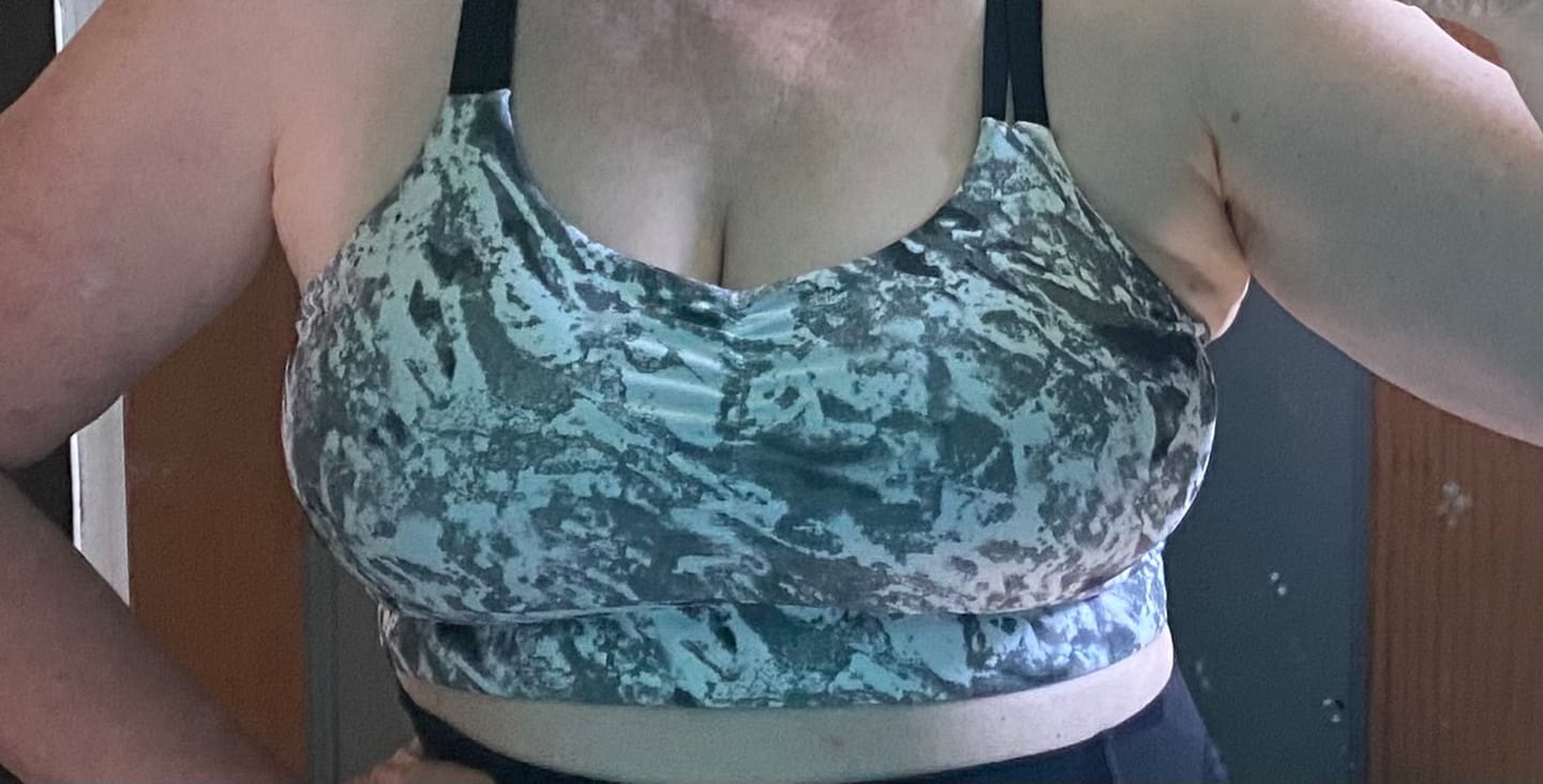 Customer photo review of Double Down Bra – Snow Worries