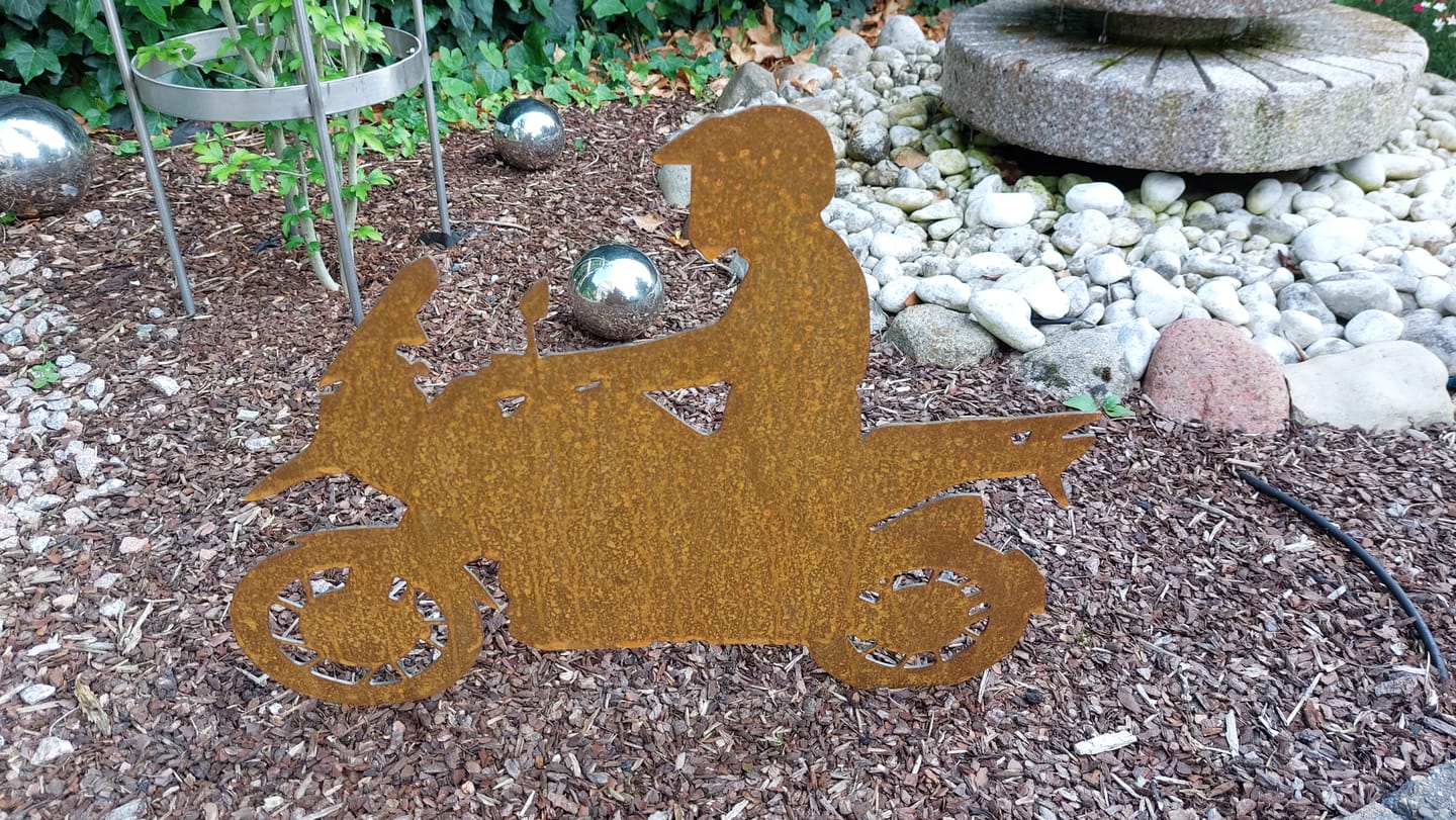 Customer photo review of Gartenstecker Motorradfahrer Version 2