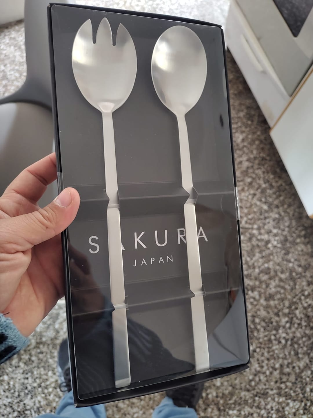 Customer photo review of Cubiertos Para Ensalada Sakura Matt Stainless Steel