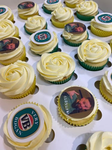 Customer photo review of 15 x 5 cm Pre-cut Standard Cupcake Custom Edible Icing Images