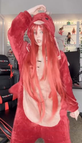 Customer photo review of OLAOLA Unisex Adult Plush Red Dragon Animals Onesie Pajamas Warm Home One-Piece Sleepwear