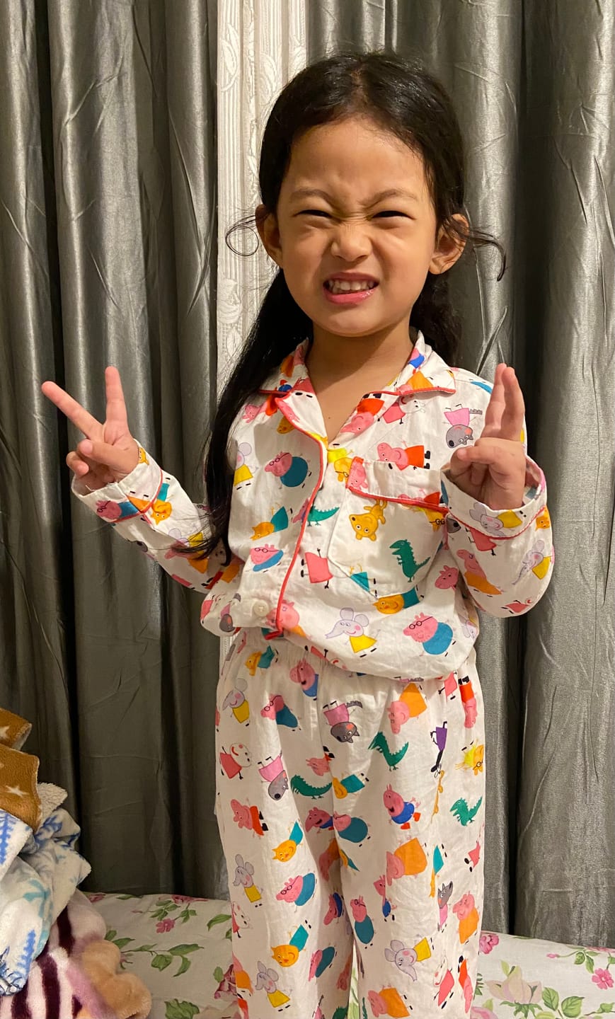 Customer photo review of White Doodle Peppa Pig Night Suit