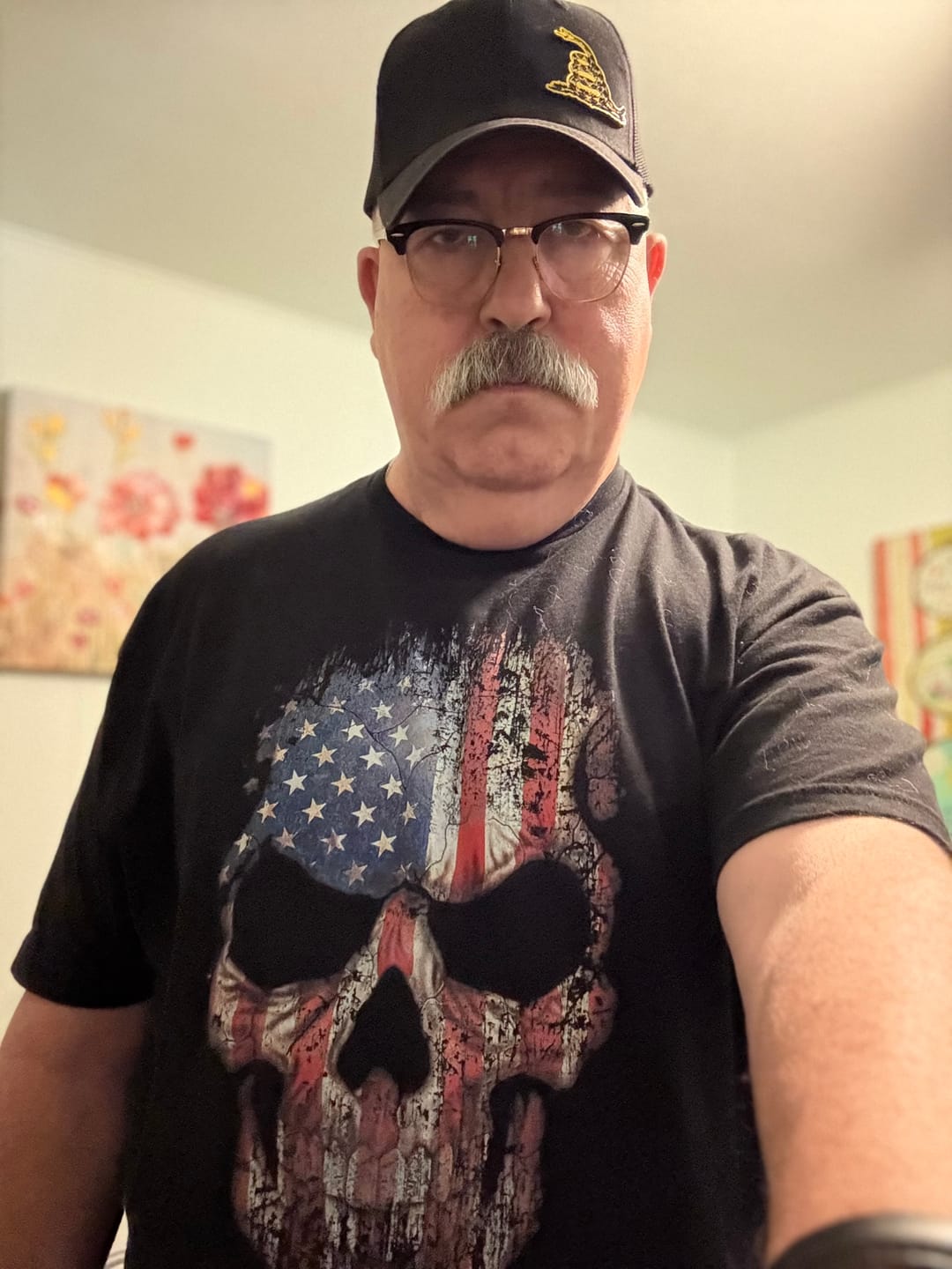 Customer photo review of USA Flag Skull T-Shirt