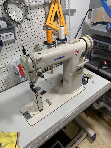 Customer photo review of SPEEDWAY SW-810 Single Needle Post-bed Lockstitch Industrial Sewing Machine with Servo Motor, Table and Stand Included