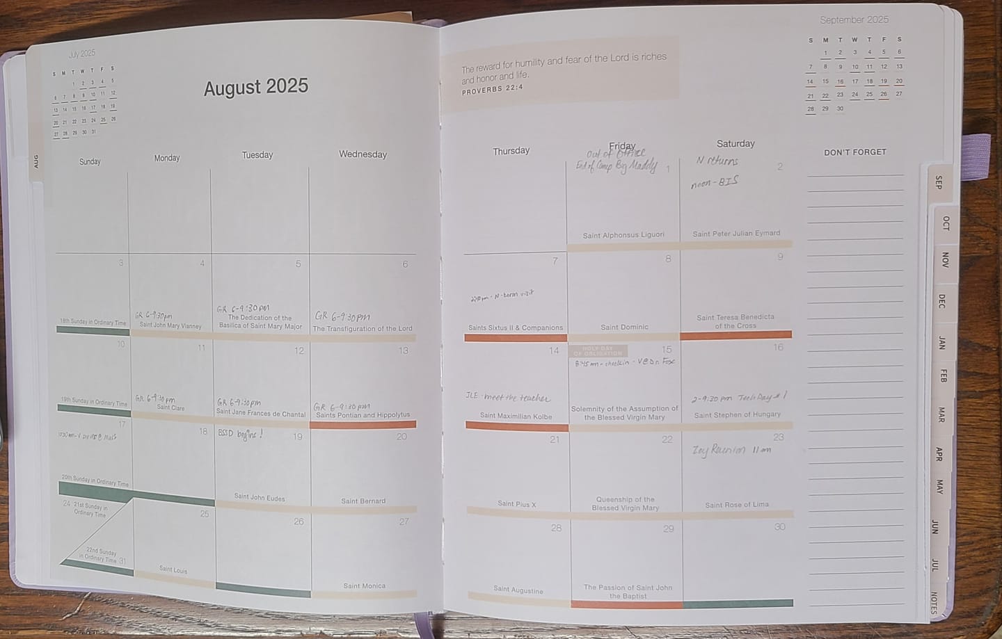 Customer photo review of Catholic Liturgical Academic Planner // Big Layout