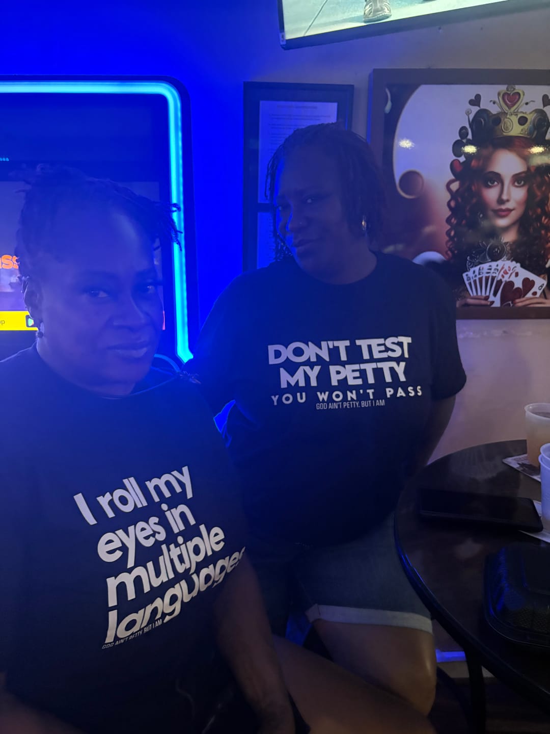 Customer photo review of I roll my eyes in multiple languages Unisex Tee