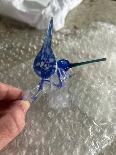 Customer photo review of Blue Glass Hummingbird with Infused Ash