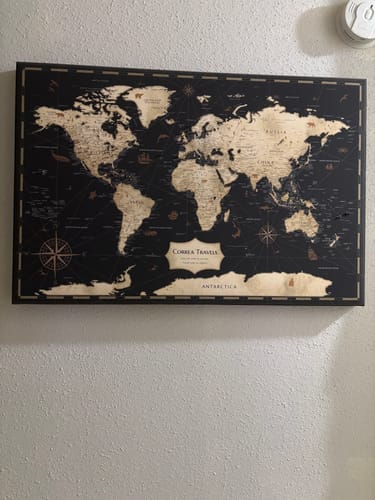 Customer photo review of Pinnable World Journey Map • Rustic Gold